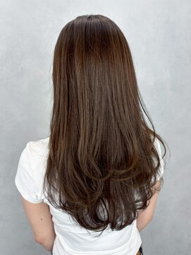 ロング暗めカラー韓国ヘア顔周りレイヤー_ba561142