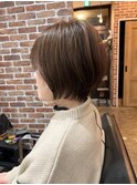 ツヤ髪スタイルブルージュマッシュウルフイヤリングカラー
