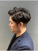 ビジネスフォーマル ツーブロックパーマ 七三オールバック