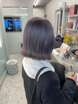天神美容室 ブリーチ×髪質改善×ラベンダー×ボブ