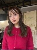 レイヤーカット グレージュカラー セミディ オリーブベージュ