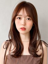 ナチュラルカール小顔カット美髪斜めバングイメチェン艶感