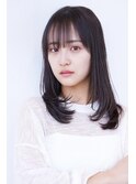 ミディアムレイヤー/20代30代大人かわいい/シースルーバング