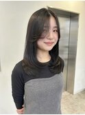 レイヤーカット 透明感ブラック 暗髪カラー☆