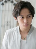 20代30代かき上げアップバング前髪パーマフェザーマッシュc