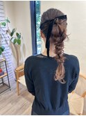 フィッシュボーン編み下ろしヘア結婚式二次会お呼ばれドレス