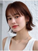 ショート ウルフヘア 前髪カット ローズブラウン 20代30代