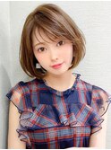 前下がりショートボブで絶壁解消！小顔に見えるひし形シルエット