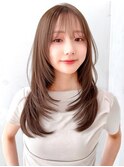 Say.石川葵美髪韓国レイヤー顔まわりロングミルクティーベージュ