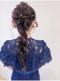 編みこみ　編み下ろし　ヘアアレンジ