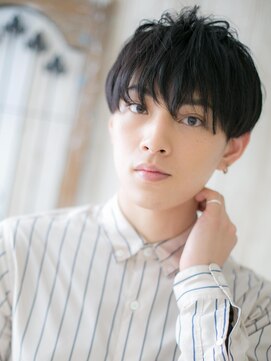 メンズヘア ビーセカンド 草加店(MENS HAIR B-2) アッシュブラックで優しい印象の重軽マニッシュショートT草加