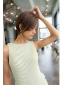 大人かわいい前髪セシルカットココアブラウンフリンジウェーブ