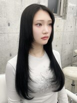 こだわりのレイヤーカット/黒髪ロング/赤み消し　上野