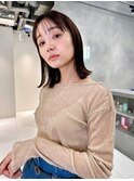 愛され外ハネボブシースルーバング暗めボブ