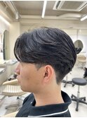 メンズセンターパートウルフセンターパートニュアンスパーマ襟足