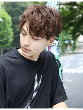 ネイビー(NAVY) 無造作パーマ スパイラル ウェーブ アッシュベージュ グレージュ