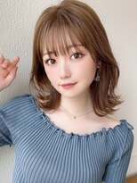 シルクレイ 吉祥寺店(Silk-lei) 大人かわいいフェザーバングマロンベージュボブ30代吉祥寺