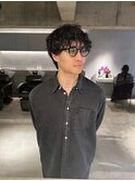 rireベリーショートダークアッシュニュアンスパーマ韓国マッシュ