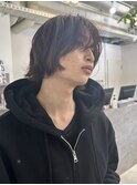 =メンズボブ/ダークアッシュ/ニュアンスパーマ／メンズウルフ