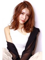 ラフィス ヘア ルー 福山2号店(La fith hair ruu.)&nbsp;【La fith】 オレンジカラー×伸ばしかけウルフボブ