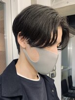 センターパートカルマヘアニュアンスパーマアップバング韓国原宿
