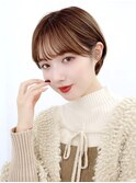 顔周りカット 小顔カット 丸みショート ベージュカラー