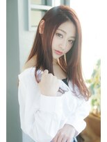 クシュ 本川越店(kusyu...)&nbsp;ブルーカラーワインレッドお団子ヘアチェリーレッド刈り上げボブ