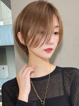 サンド 名古屋(sand) アプリコットオレンジくびれヘアハイライトカラー名古屋ショート