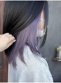 インナーカラー|パープル/暗髪/ミディアム/20代/30代/40代
