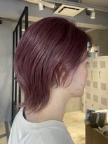 エリマ 調布(elima) メンズミデアムウルフカットチェリーピンクベージュ20代