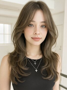 ノラキチジョウジ(NORA KICHIJOJI) 顔周りレイヤーカットシースルーバング耳かけくびれミディアム