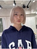 ダブルカラー＆ブリーチ/ブロンドボブ/ホワイトブロンドベージュ
