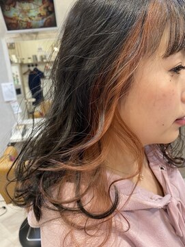 ヘアーサロン キー(Key) ピンクベージュインナーカラー♪ゆる巻きかき上げヘア