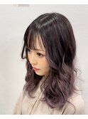 バレイヤージュピンクラベンダーカラー