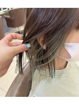 ネオリーブアイム 横浜西口店(Neolive aim) グリーンインナーカラー☆ボブ【横浜】