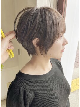 エクラバイナチュラル(eclat by Natural) 前髪なしハンサムショート/暗髪/ベージュカラー/透明感/小顔