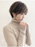 前髪あり耳掛け丸みくびれショートボブ20代30代40代50代(蘭)