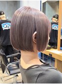 ミニボブ/切りっぱなしボブ/簡単スタイリング/ラベンダーカラー