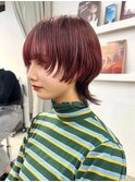 マッシュショートウルフカット/ピンクラベンダーブラウン
