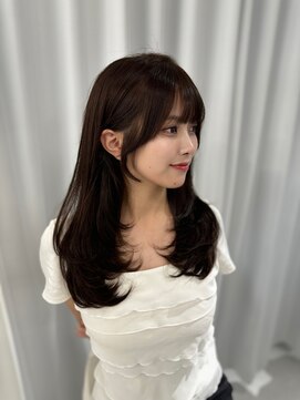 ハピネス 梅田茶屋町店(HAPPINESS) 韓国ヘア/レイヤーロング/顔周りカット/ブリーチなし/ベージュ