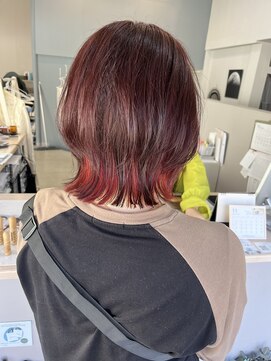 ムーンヘアホーム(MOON hair home) インナーカラー×レイヤーボブ