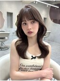 ラベンダーベージュ　くびれ巻き　顔まわりカット
