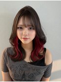 ミディアム*インナーカラー*顔まわりレイヤー*山本優舞*岡山