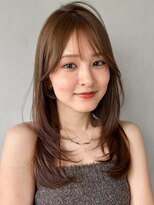 キリ 表参道(kyli)&nbsp;y美髪薄めバングアプリコットオレンジサイドバングうるツヤ