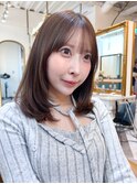 ミルクティーベージュ/レイヤーボブ韓国巻き顔周りカット/北千住