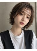 ココアブラウン/透明感/大人かわいい/切りっぱなしボブ