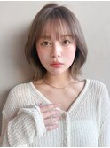 ダークパープルミルクブラウンワンホンレイヤー外ハネボブa