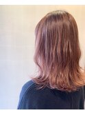 【throne.】大人ピンクベージュのミディアムヘアー -HIROMI-