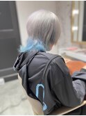メンズホワイトシルバー×インナー×ウルフ