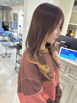 シェノン 赤羽店(CHAINON)&nbsp;裾カラー抜きっぱなしイエローベージュ顔周りレイヤー赤羽美容室